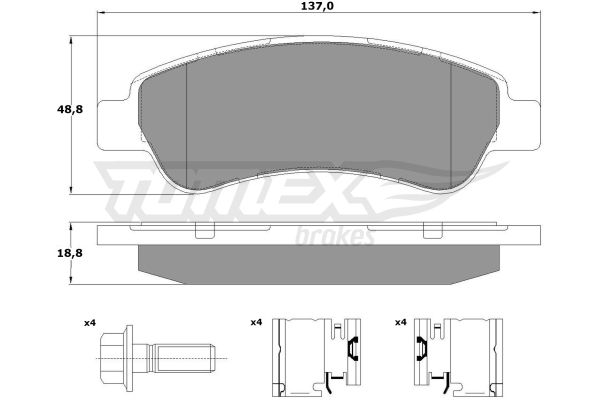 TOMEX BRAKES Комплект тормозных колодок, дисковый тормоз TX 14-41